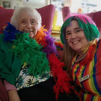 A resident and colleague from Gills Top care home